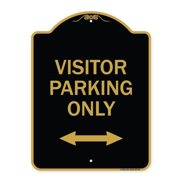 Signmission Visitor Parking Visitor Parking Only With Bidirectional Arrow, Black & Gold, A-DES-BG-1824-22725 A-DES-BG-1824-22725 - main